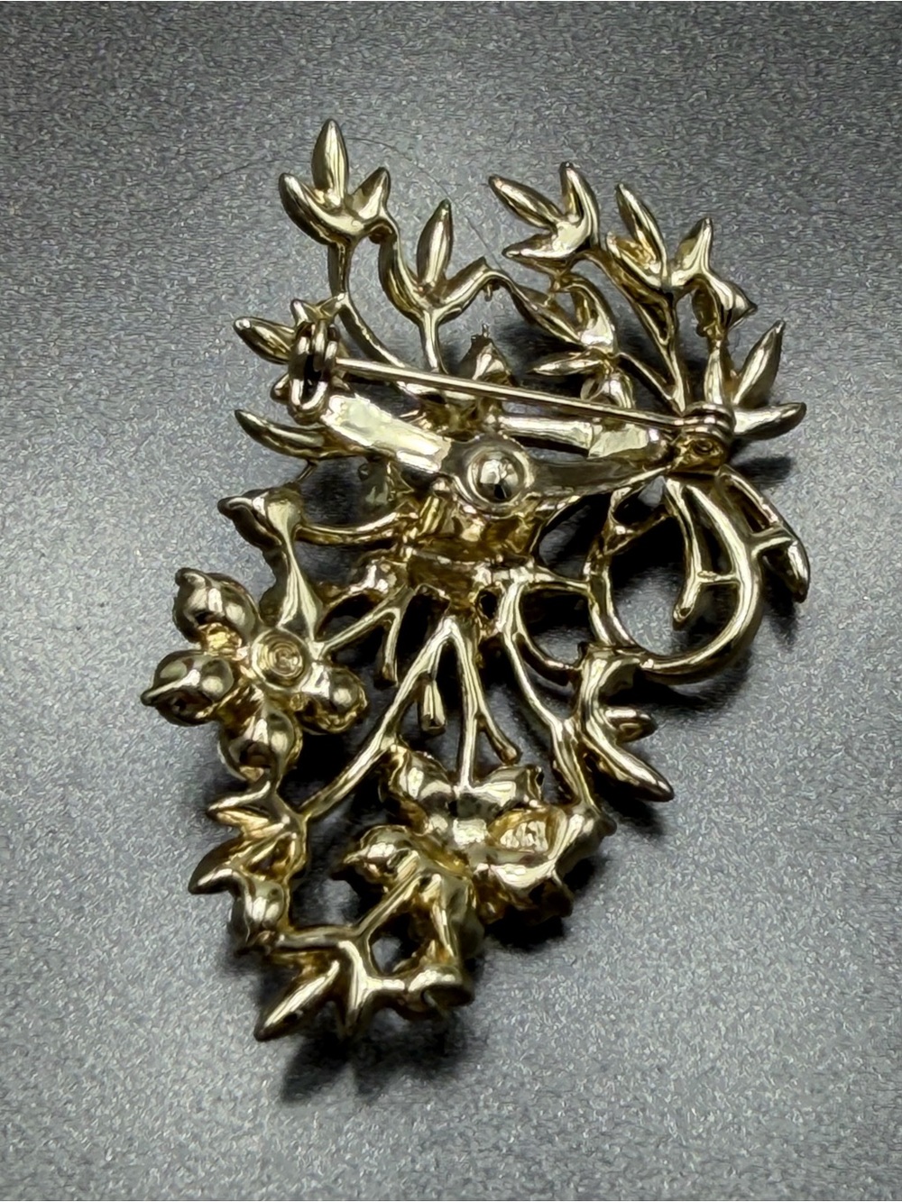Vintage Coro Aurora Crystal Gold Floral Brooch #cz553 - Picture 3 of 3